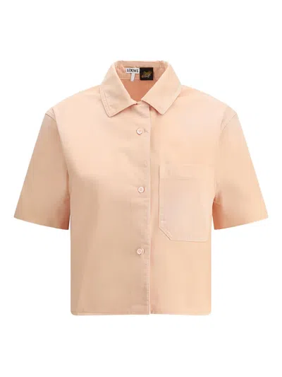 Loewe Lapel Short-sleeved Shirt In Pale Pink
