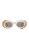 Loewe Gray Paula's Ibiza Pavé Oval Sunglasses In Grey