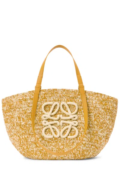 Loewe X Paula's Ibiza Eclipse Melange Medium Raffia Bag In Yellow