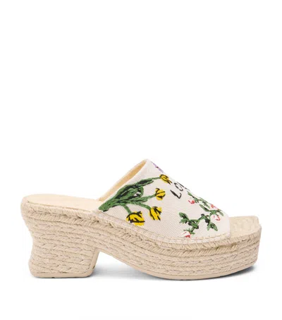 LOEWE X PAULA'S IBIZA EMBROIDERED ESPADRILLE SANDALS 80
