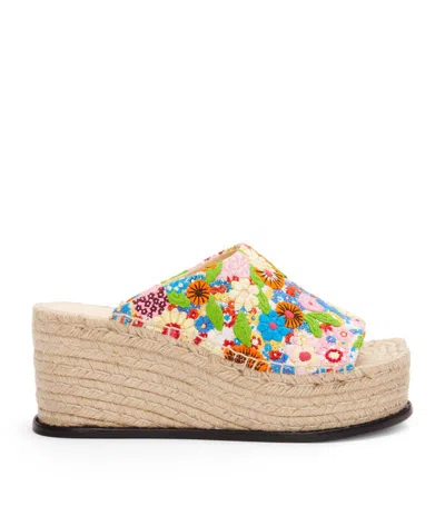 Loewe X Paula's Ibiza Embroidered Petal Mules 80 In Multi