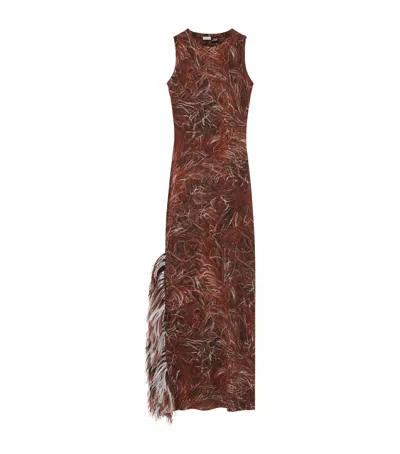 Loewe X Paula's Ibiza Feathered Anagram Tank Dress In Brown