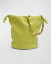 Loewe X Paula's Ibiza Flamenco Bucket Bag In Napa Leather With Chain In Anise