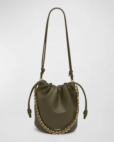 Loewe Flamenco Purse Bucket Bag In Mellow Nappa Lambskin In Green