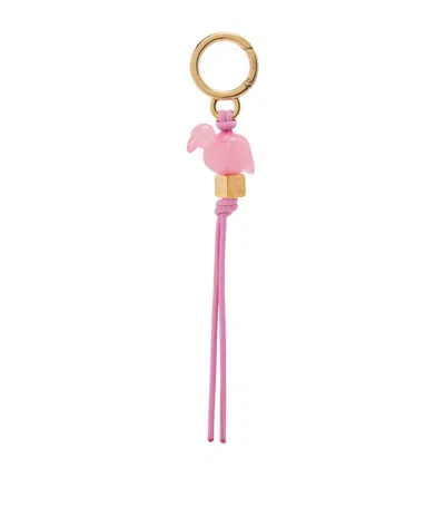 Loewe Flamingo Dice Leather Charm In Cotoncandy