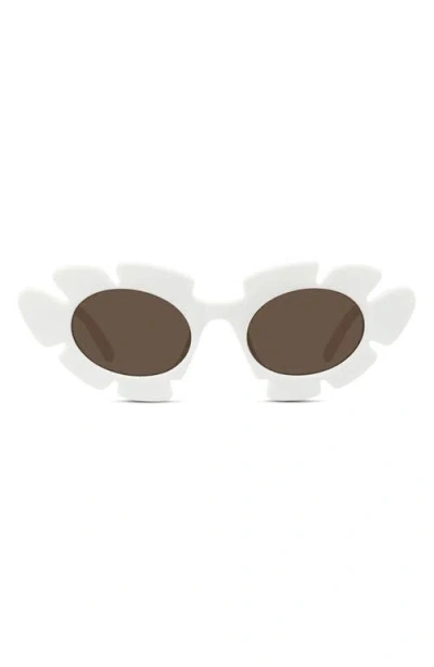 Loewe X Paula's Ibiza Flower 47mm Small Cat Eye Sunglasses In White/brown