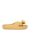 Loewe Pebble Patent Toe-post Slide Sandals In Beige