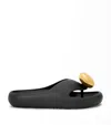 Loewe Pebble Patent Toe-post Slide Sandals In Black
