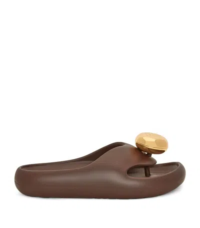 Loewe + Paula's Ibiza Bubble Logo-detailed Rubber Slides In Brown