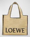 Loewe X Paula's Ibiza Font Large Tote Bag In Raffia In Brown