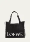 Loewe X Paula's Ibiza Font Logo Large Tote Bag In Raffia In Black