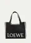 Loewe Large Logo Raffia Tote Bag In Black