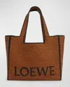 Loewe X Paula's Ibiza Font Logo Large Tote Bag In Raffia In Honey Gold