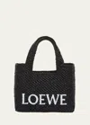 Loewe X Paula's Ibiza Font Logo Mini Tote Bag In Raffia In Black