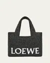 Loewe X Paula's Ibiza Font Logo Mini Tote Bag In Raffia In Black