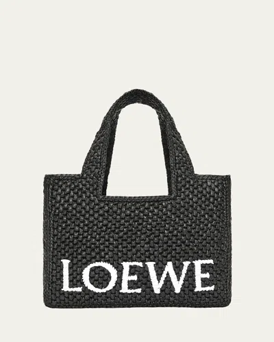 LOEWE X PAULA'S IBIZA FONT LOGO SMALL TOTE BAG IN RAFFIA