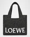 Loewe X Paula's Ibiza Font Logo Small Tote Bag In Raffia In Black
