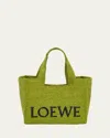 Loewe X Paula's Ibiza Font Logo Small Tote Bag In Raffia In Meadow Green