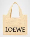 Loewe X Paula's Ibiza Font Logo Small Tote Bag In Raffia In Sand