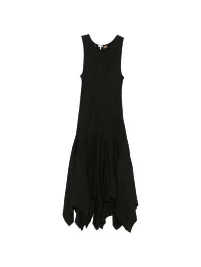 Loewe X Paula's Ibiza Handkerchief-hem Midi Dress In Black