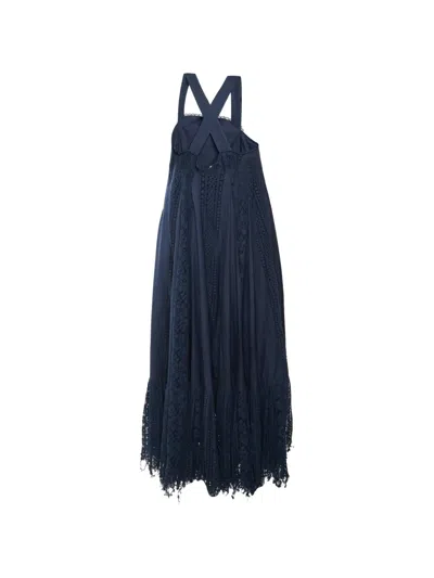 Pre-owned Loewe X Paula's Ibiza Lace-detail Maxi Dress In Blue