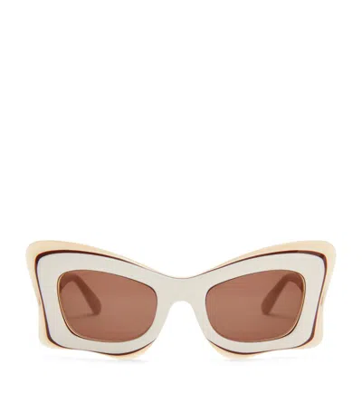 Loewe X Paula's Ibiza Layered Butterfly Sunglasses In White
