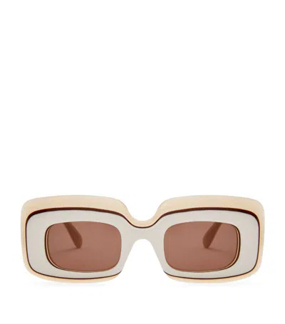 Loewe X Paula's Ibiza Layered Rectangular Sunglasses In Brown
