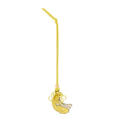 Loewe X Paula's Ibiza Leather-blend Banana Charm In Yellow