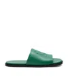 Loewe X Paula's Ibiza Leather Flex Anagram Slides In Green