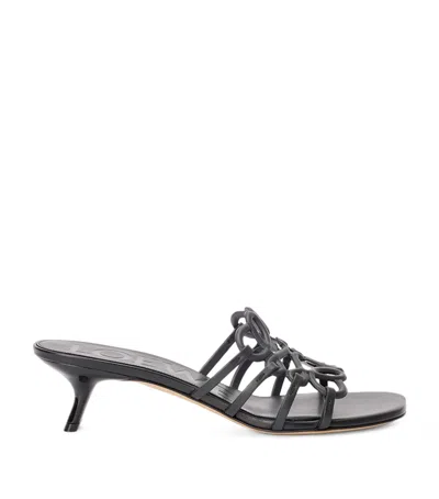 Loewe Petal Anagram Leather Caged Mule Sandals In Gray