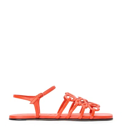 Loewe X Paula's Ibiza Leather Petal Anagram Sandals In Red