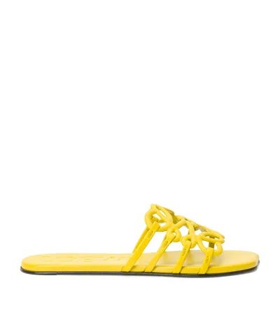 LOEWE X PAULA'S IBIZA LEATHER PETAL ANAGRAM SLIDES
