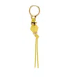 Loewe Dee Dice Bag Charm In Brass And Leather In Yellow
