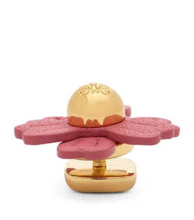 Loewe X Paula's Ibiza Leather-trim Flower Pin In Pink