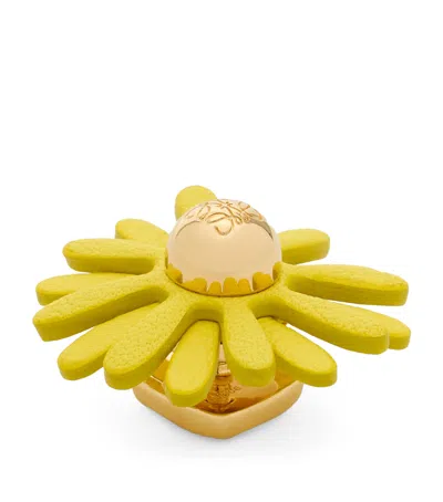 Loewe X Paula's Ibiza Leather-trim Flower Pin In Yellow