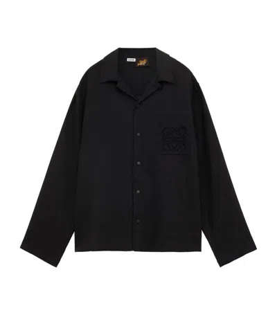 Loewe Long Sleeved Logo Detailed Shirt In Black