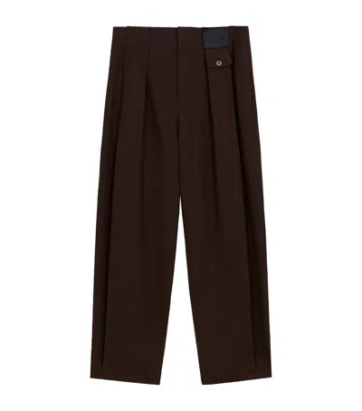 Loewe X Paula's Ibiza Linen-cotton Pleated Wide-leg Trousers In Brown