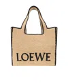 Loewe Natural Raffia Large Font Tote Bag In Nude