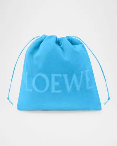 Loewe X Paula's Ibiza Medium Drawstring Pouch Bag In Terry Cloth In Blue
