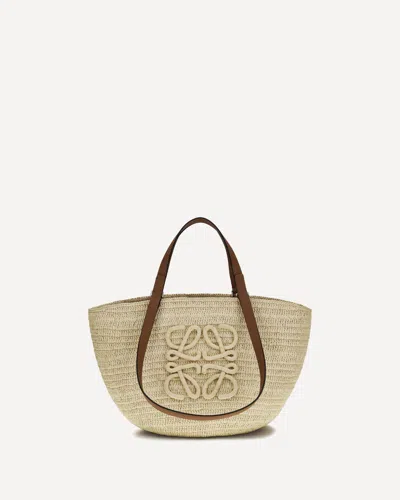 Loewe X Paula's Ibiza Medium Eclipse Raffia And Calfskin Handbag In Sand