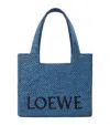 Loewe Logo Medium Tote Bag In Raffia In Blue