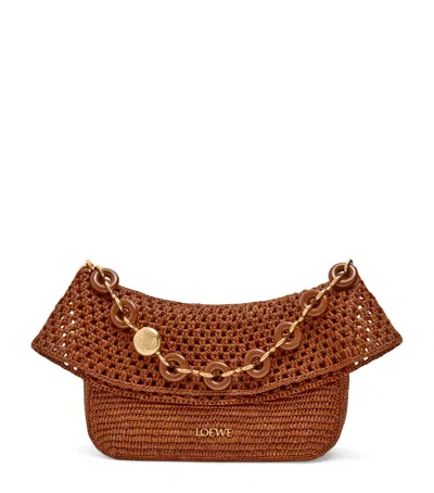 Loewe X Paula's Ibiza Medium Raffia Ola Shoulder Bag In Beige