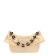 Loewe Medium Ola Shoulder Bag In Raffia And Calfskin In Beige