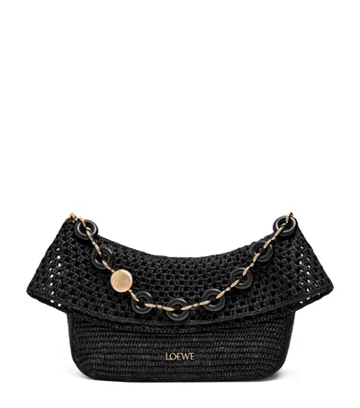 Loewe X Paula's Ibiza Medium Raffia Ola Shoulder Bag In Black