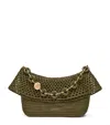 Loewe Ola Small Shoulder Bag In Raffia And Leather In Green