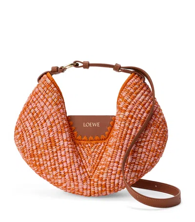 Loewe X Paula's Ibiza Medium Raffia Swing Shoulder Bag In Orange