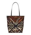 Loewe X Paula's Ibiza Medium Raffia Tiger Puzzle Tote Bag In Black