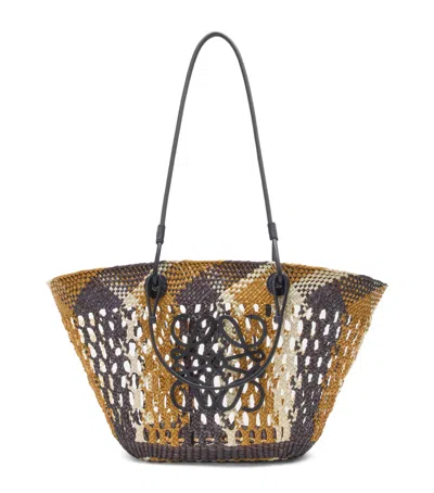 Loewe X Paula's Ibiza Medium Woven Anagram Basket Bag In Brown