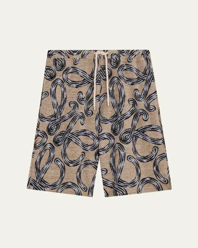 Loewe Anagram-pattern Drawstring Shorts In Blue