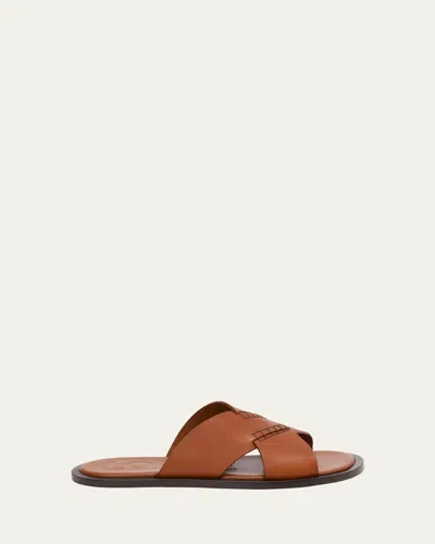 Loewe Round-toe Flat Slippers In Brown